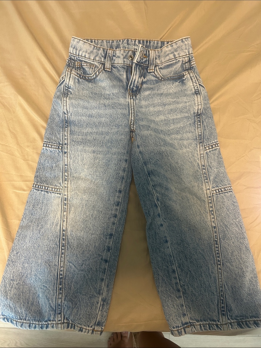 Girls Light Blue Wide-Leg Mid Rise Baggy Jeans
